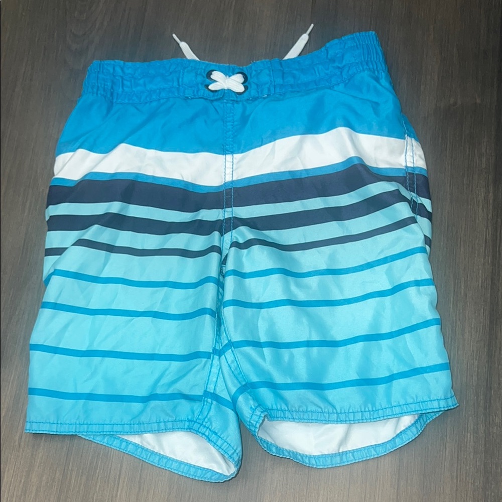 Kids Blue Striped Swim Shorts